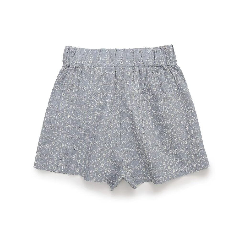 Women Clothing All Match Hollow Out Cutout Embroidery High Waist Casual Shorts