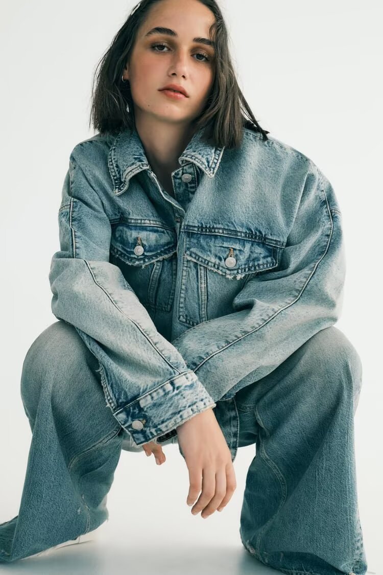 Women Clothing Fashionable Casual Loose Large Board Denim Jacket
