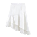 Fashionable Satin Lace Irregular Asymmetric Elegant Stitching Hem Skirt