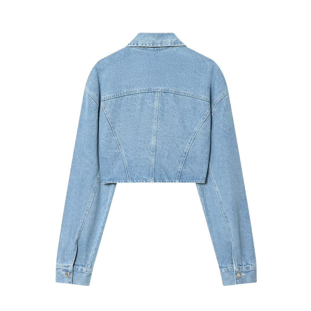 Women Clothing Spring Sexy Short Denim Jacket Coat