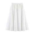 Women Clothing Spring French Sweet Relaxed Chic Lace Edge Crumpled Cotton Umbrella Skirt