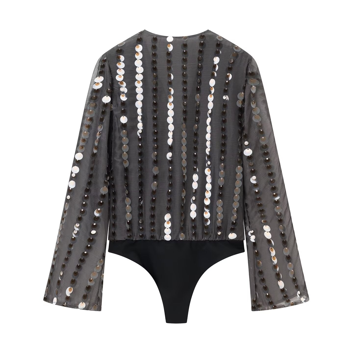 Women Clothing Spring Women Long Sleeve V neck Beads Decoration Jumpsuit