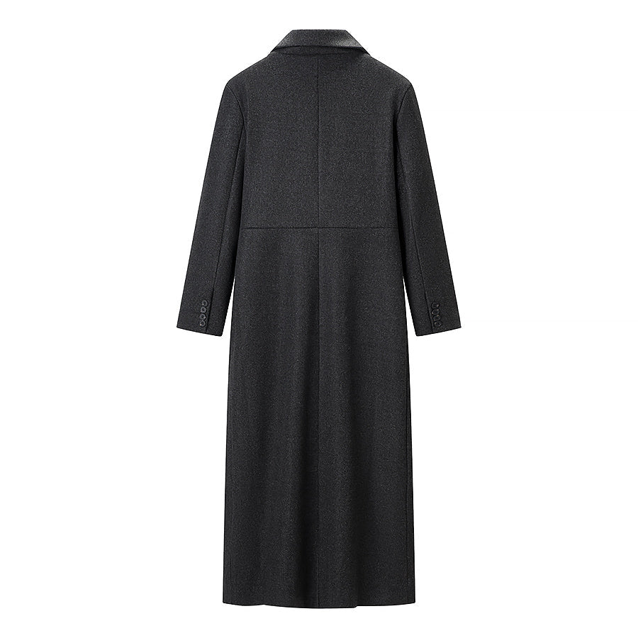 Women Clothing Autumn Office All Matching Dark Gray Extended Woolen Coat