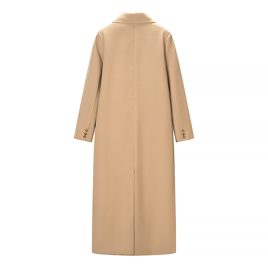 Women Clothing Spring Office Collared Slim Fit Long Cut Coat