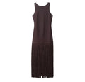Women Clothing Spring Elegant Lady Slim Sleeveless Tassel Dress