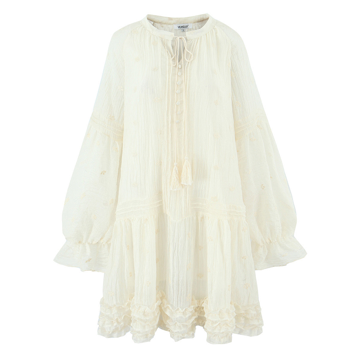 Summer Women Clothing French Gentle Fresh Cute Youth Looking Stringy Selvedge Flare Sleeve Fairy Temperamental Short Dress
