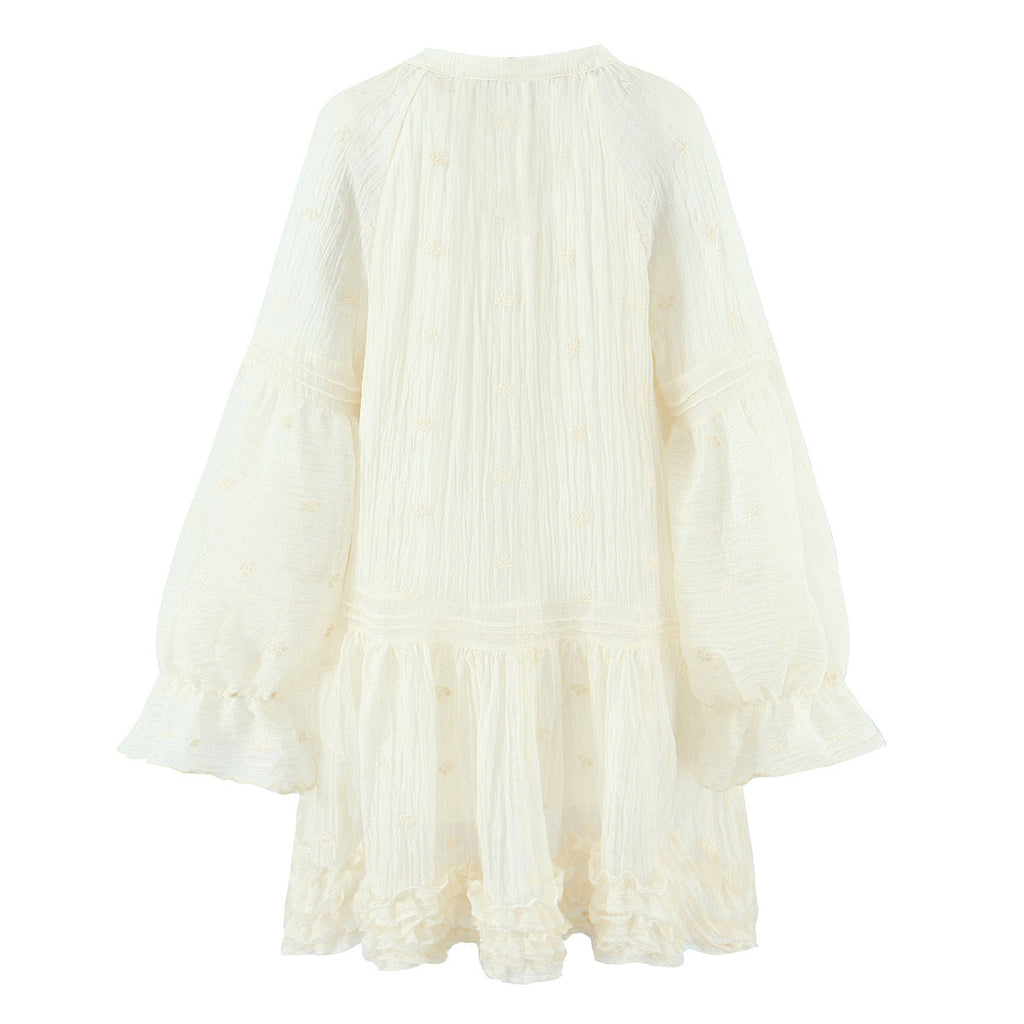 Summer Women Clothing French Gentle Fresh Cute Youth Looking Stringy Selvedge Flare Sleeve Fairy Temperamental Short Dress