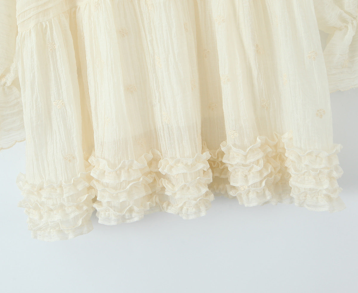 Summer Women Clothing French Gentle Fresh Cute Youth Looking Stringy Selvedge Flare Sleeve Fairy Temperamental Short Dress
