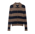 Spring Casual Simple Striped Design Polo Collar Knitwear Women
