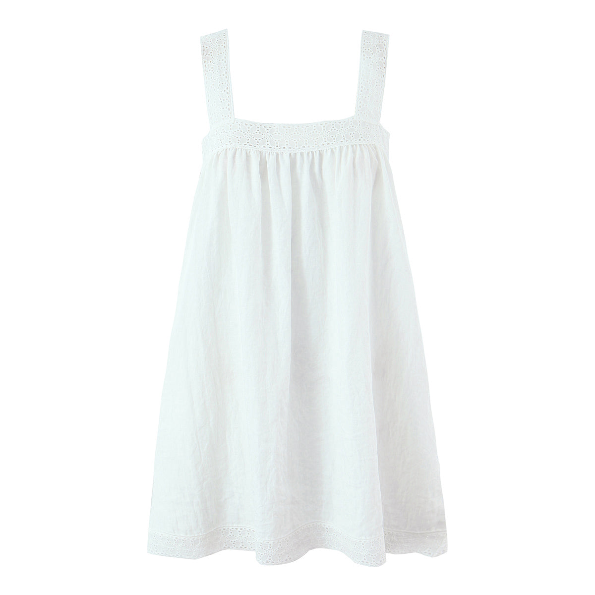 Women Lace Stitching Cami Dress Summer Loose Slimming White Holiday Short Dress