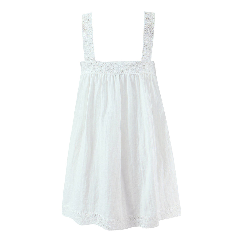 Women Lace Stitching Cami Dress Summer Loose Slimming White Holiday Short Dress