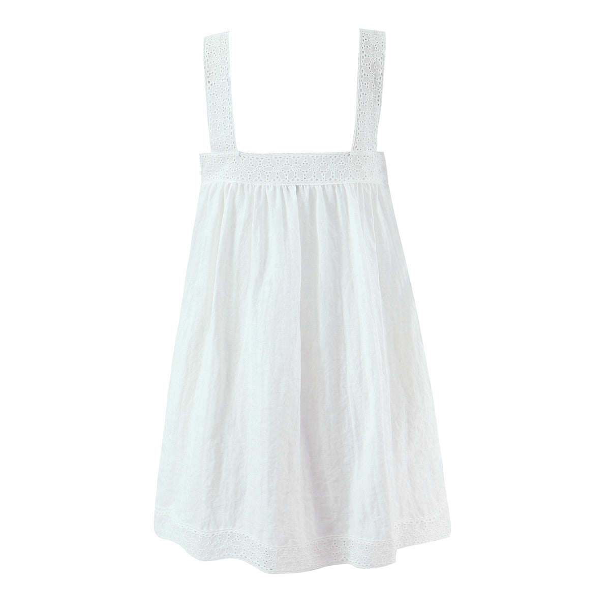 Women Lace Stitching Cami Dress Summer Loose Slimming White Holiday Short Dress