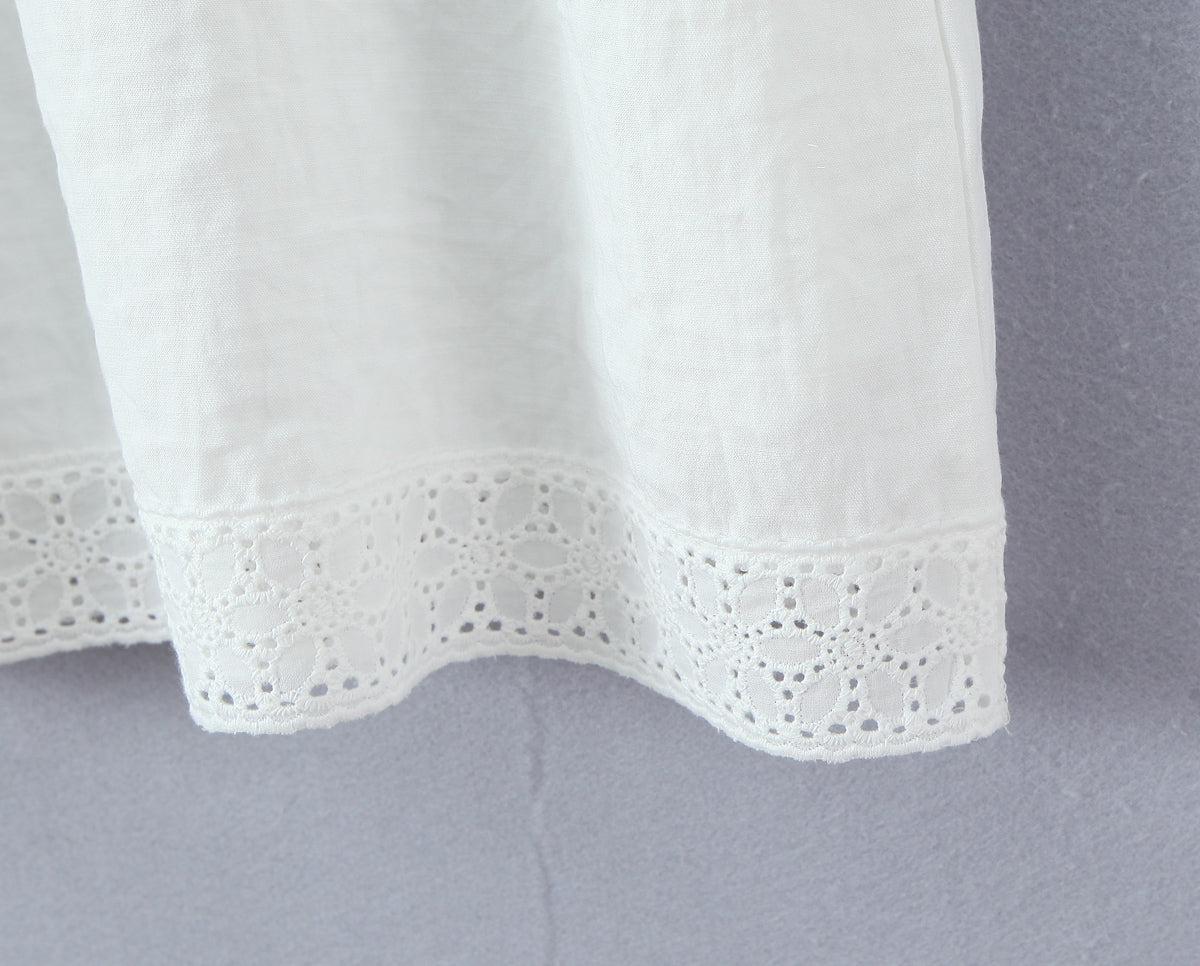 Women Lace Stitching Cami Dress Summer Loose Slimming White Holiday Short Dress
