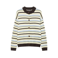 Round Neck Long Sleeve Loose Contrast Color Striped Lazy Knitted Sweater Women