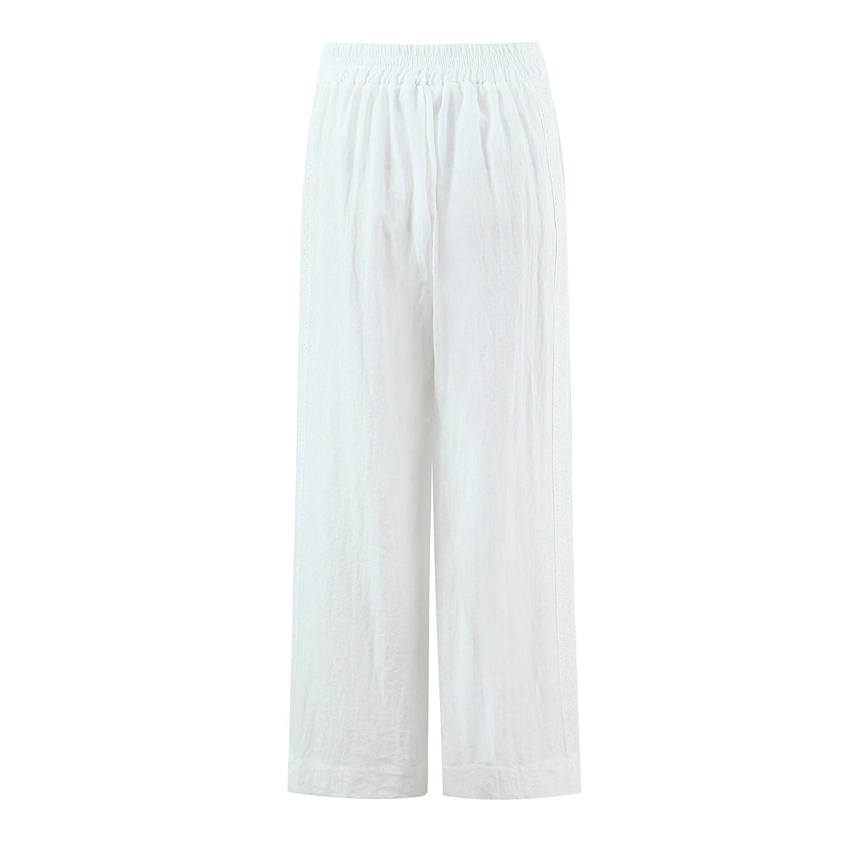 White Lace Sleeveless Shirt Trousers Women Summer Design French Shirt Wide Leg Pants Sets