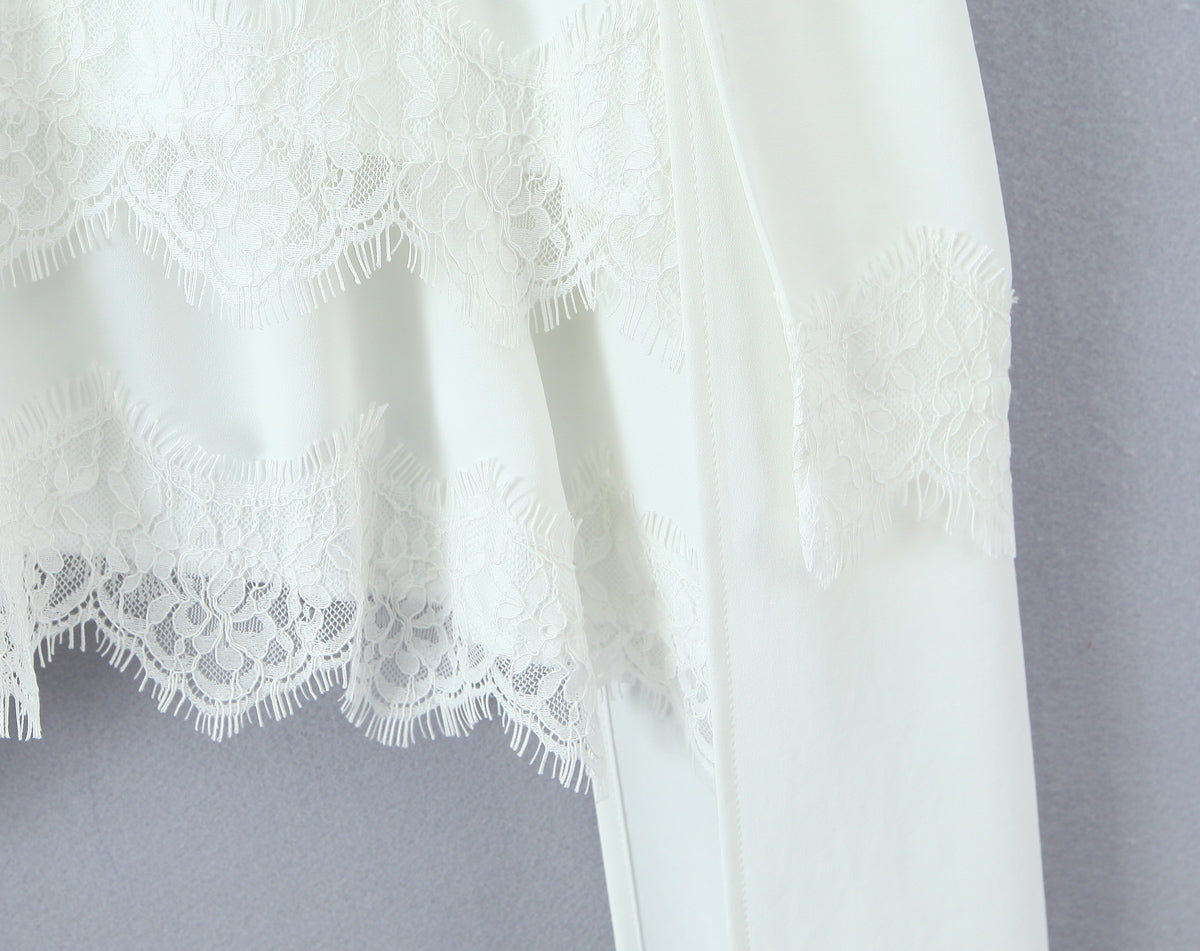 Women Clothing Autumn French Design Lace Decorative Dress