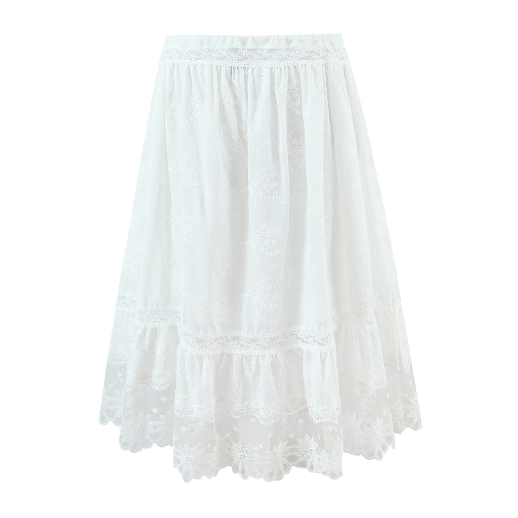 Women Holiday French Lace Overall Skirt Set