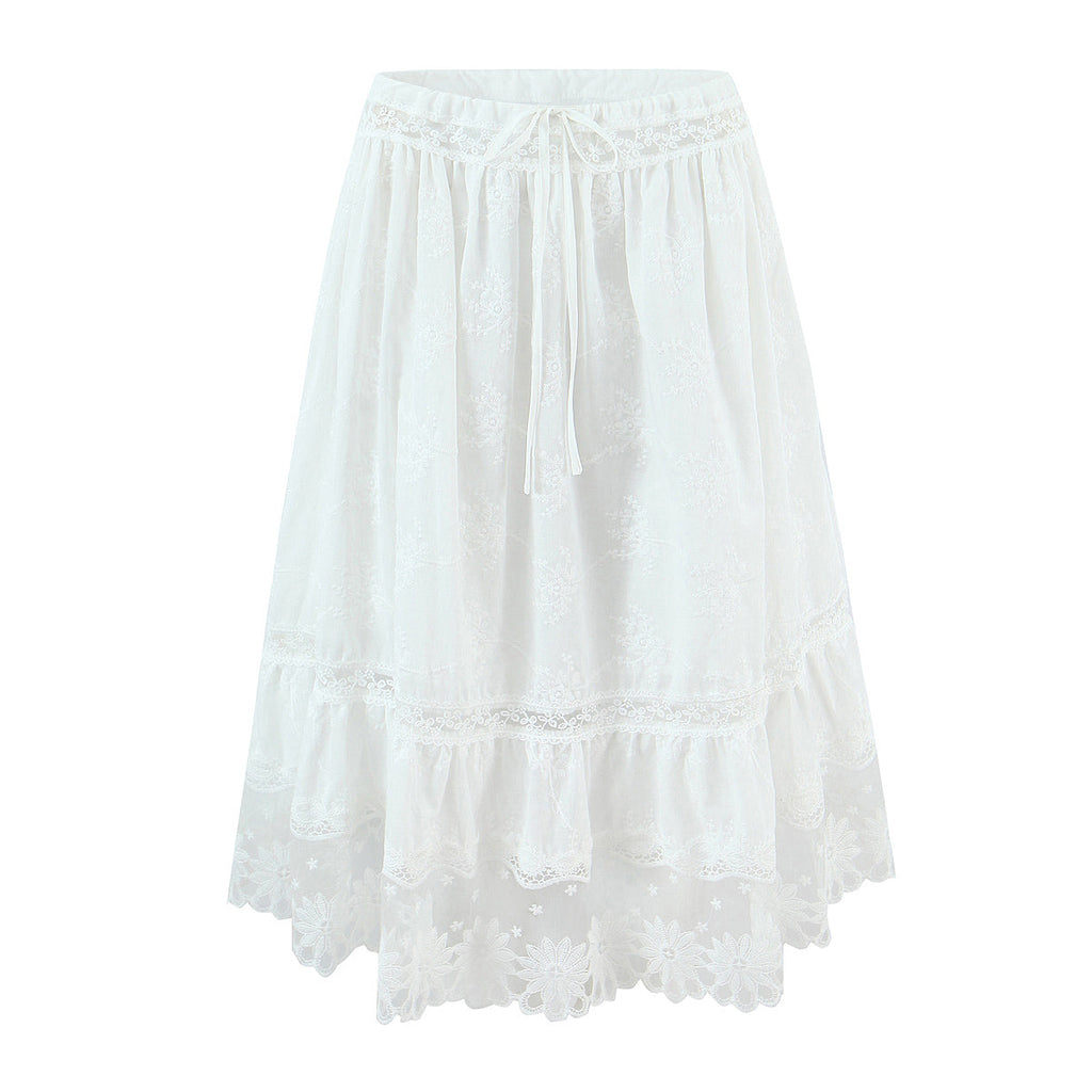 Women Holiday French Lace Overall Skirt Set