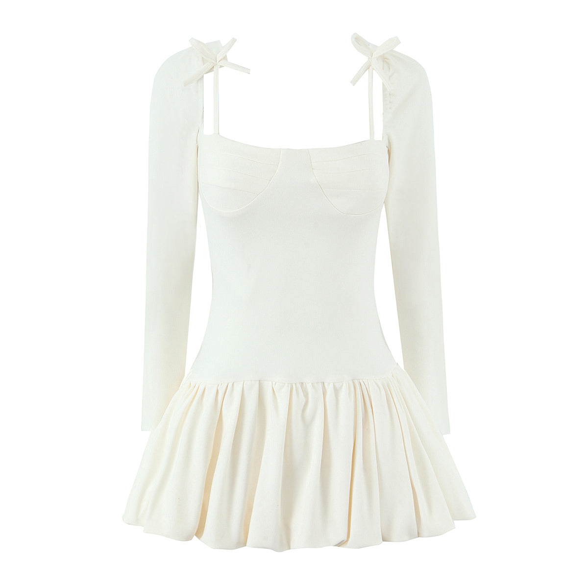Women Long Sleeve Slim Fit Slimming Short Dress