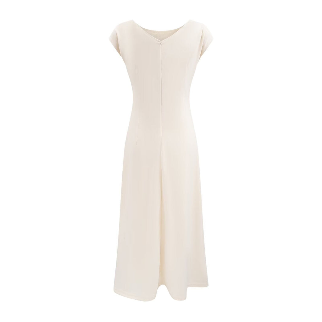 Lightly Mature Cinched Sleeveless Dress Women Simple Graceful Slim-Fit Design Slimming Chic Maxi Dress