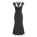French Retro Beautiful Seaside Vacation Maxi Dress Lace Stitching Polka Dot Elegant Graceful Dress