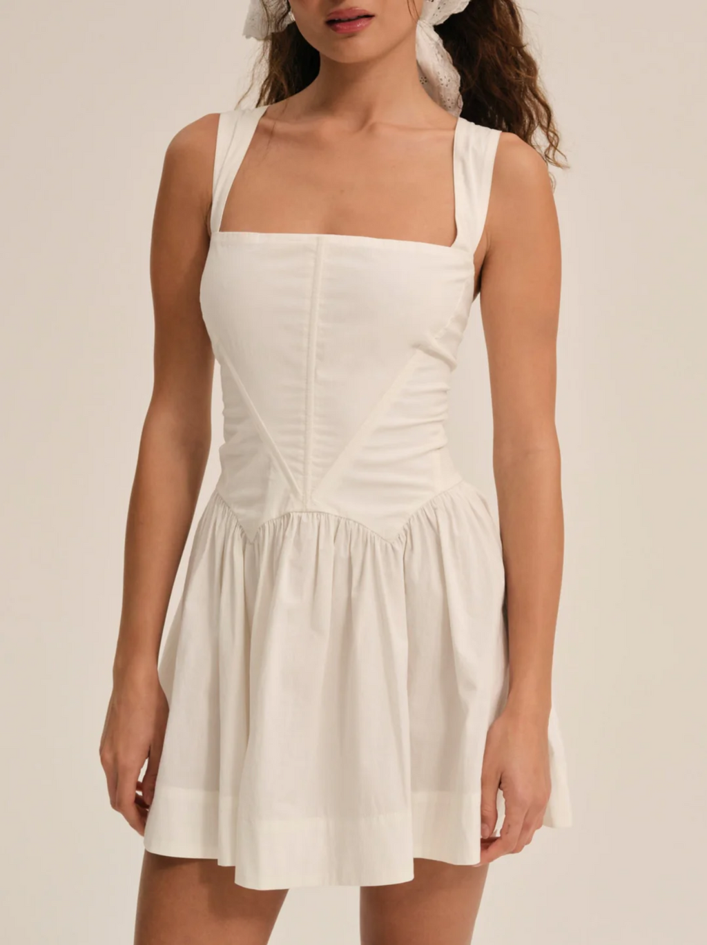 Early Spring French Vintage Sexy Square Collar Strap Halter Pleated Mini Dress