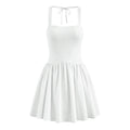 Early Spring French Vintage Sexy Square Collar Strap Halter Pleated Mini Dress