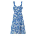 Women Summer Pastoral Printed Mini Dress A line Short Skirt Lace up Slim Chiffon Cami Dress