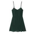 Summer French Sexy Retro Solid Color Slim Fit Slim Sexy Ruffled Spaghetti Straps Dress