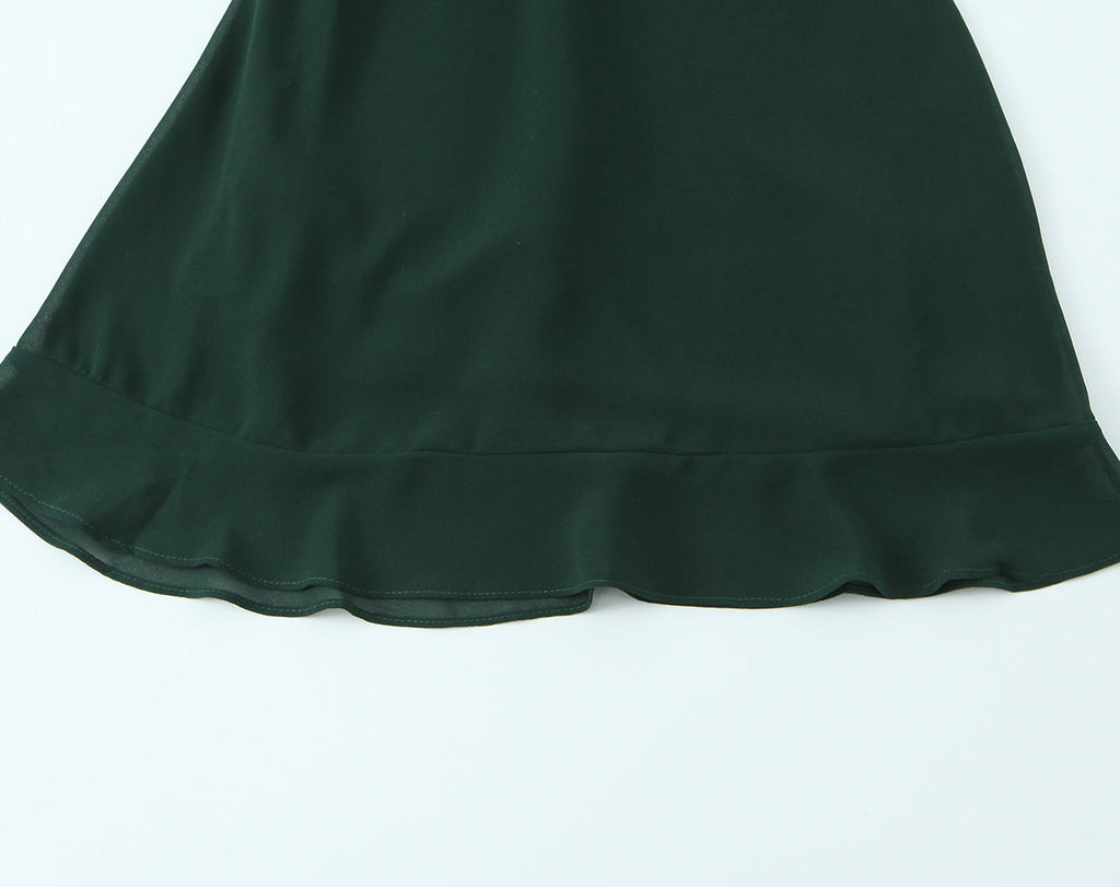 Summer French Sexy Retro Solid Color Slim Fit Slim Sexy Ruffled Spaghetti Straps Dress