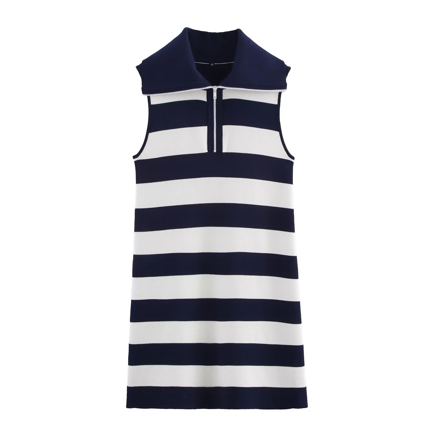 Women Clothing Summer Half Open Zipper Large Collared Dress