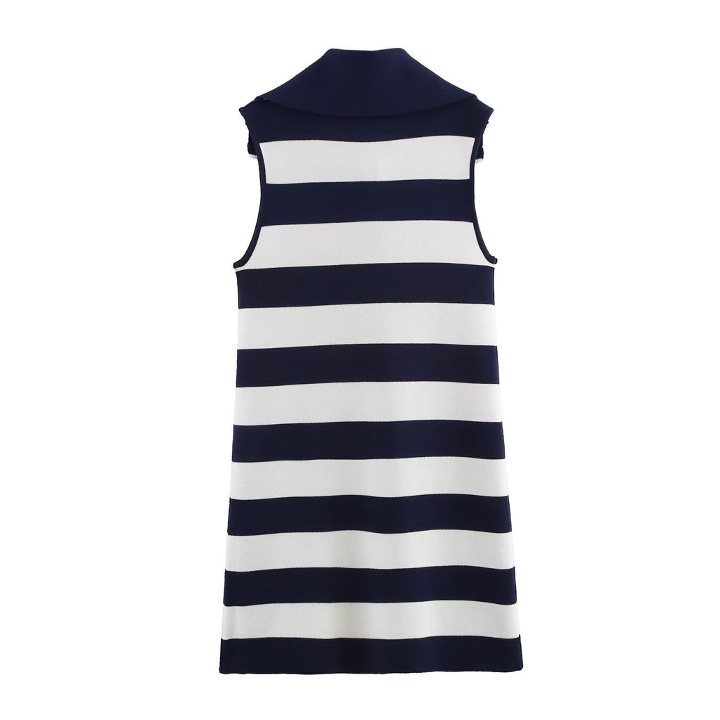 Women Clothing Summer Half Open Zipper Large Collared Dress