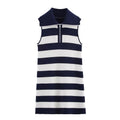 Women Clothing Summer Half Open Zipper Large Collared Dress