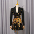 Street Long Sleeve Dress Women Spring Autumn Tassel Rhinestone Women Short Dress