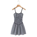 French Minority Black White Plaid Slim Fit Slimming Spaghetti Straps Dress Women Summer Small A line Dress