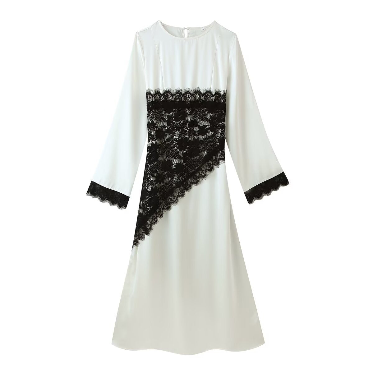 Women Clothing Summer Personalized Lace Stitching Tied Maxi Dress