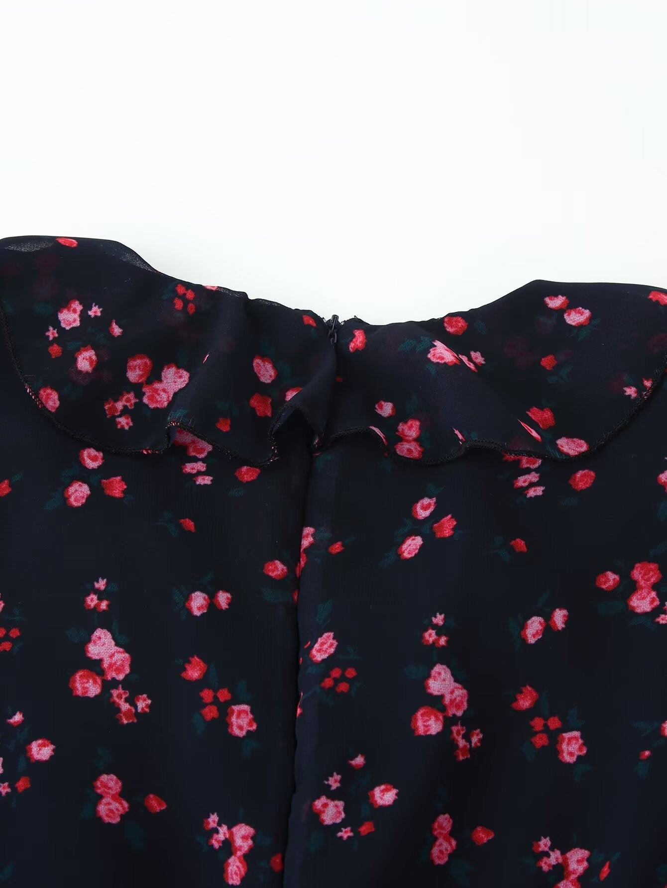 Spring Women Breasted Ruffled Collar Chiffon Split Dress