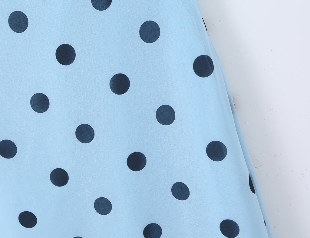 Gentle Elegant Pink Polka Dot Brace Dress Women Vintage Backless Lace up Design Tight Waist Maxi Dress