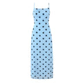 Gentle Elegant Pink Polka Dot Brace Dress Women Vintage Backless Lace up Design Tight Waist Maxi Dress