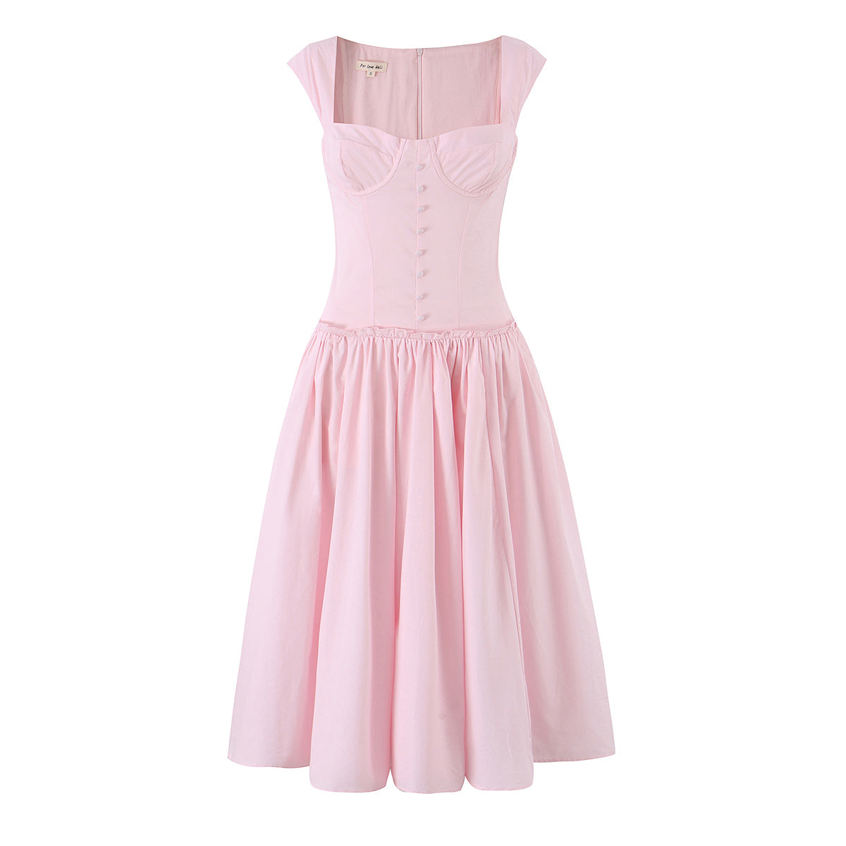 French Sweet Pink Boning Corset Strap Dress Cocktail Formal Mid Length Dress Women Summer