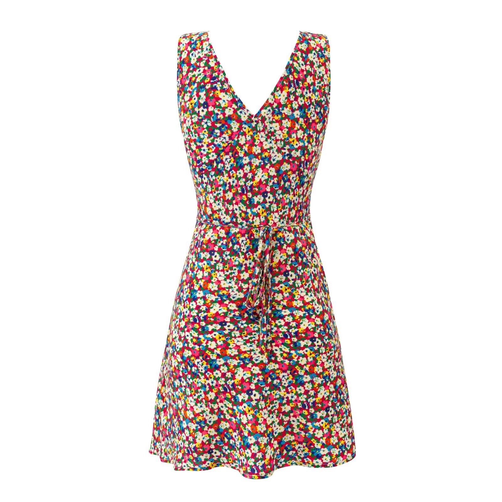 Summer Sweet Spicy Super Beautiful Floral Slim Fitting Slimming Sleeveless V eck Dress Short Dress