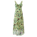 Summer Romantic Retro Fresh Ruffled Printed Dress Slim Slimming V Neckline Dress