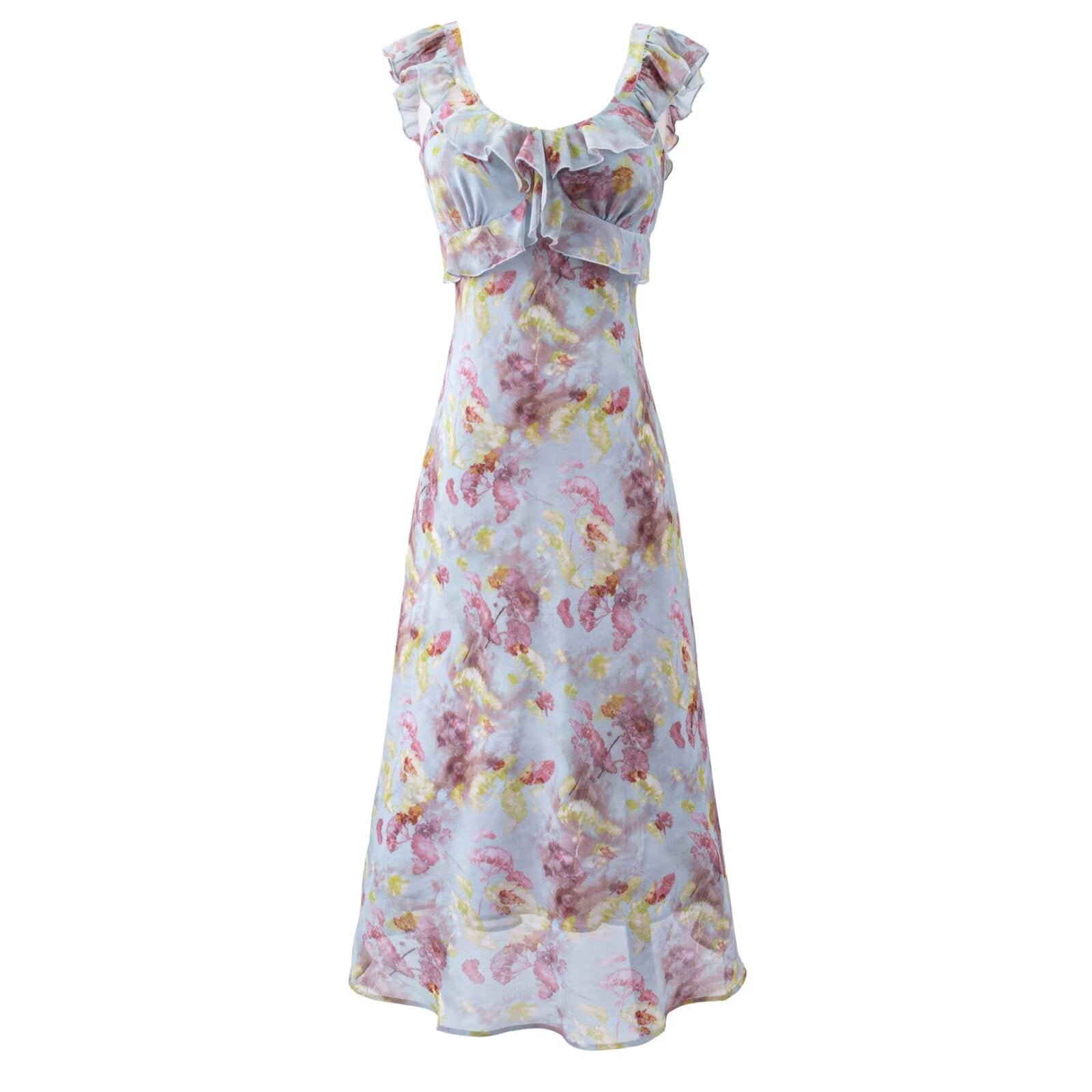 Summer Elegant Floral Dress Women A line Long Dress