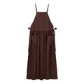 Women Tube Top Solid Color Lace up Dress Personality Cute Pocket Decoration Cami Dress