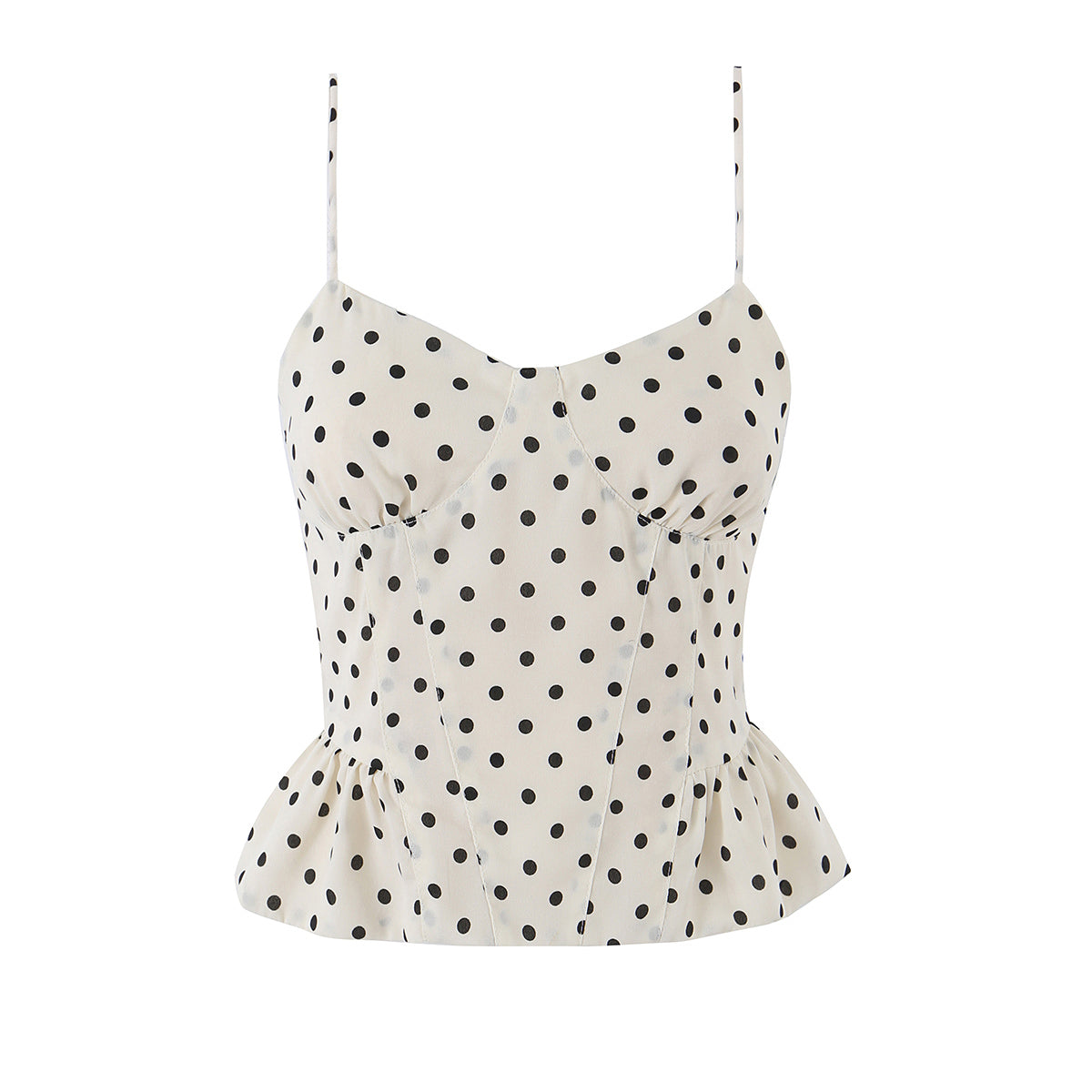 Sexy Polka Dot Brace Top Elegant Slim Fit Bandage Dress Lotus Leaf Skirt Sexy Two Piece Set for Women