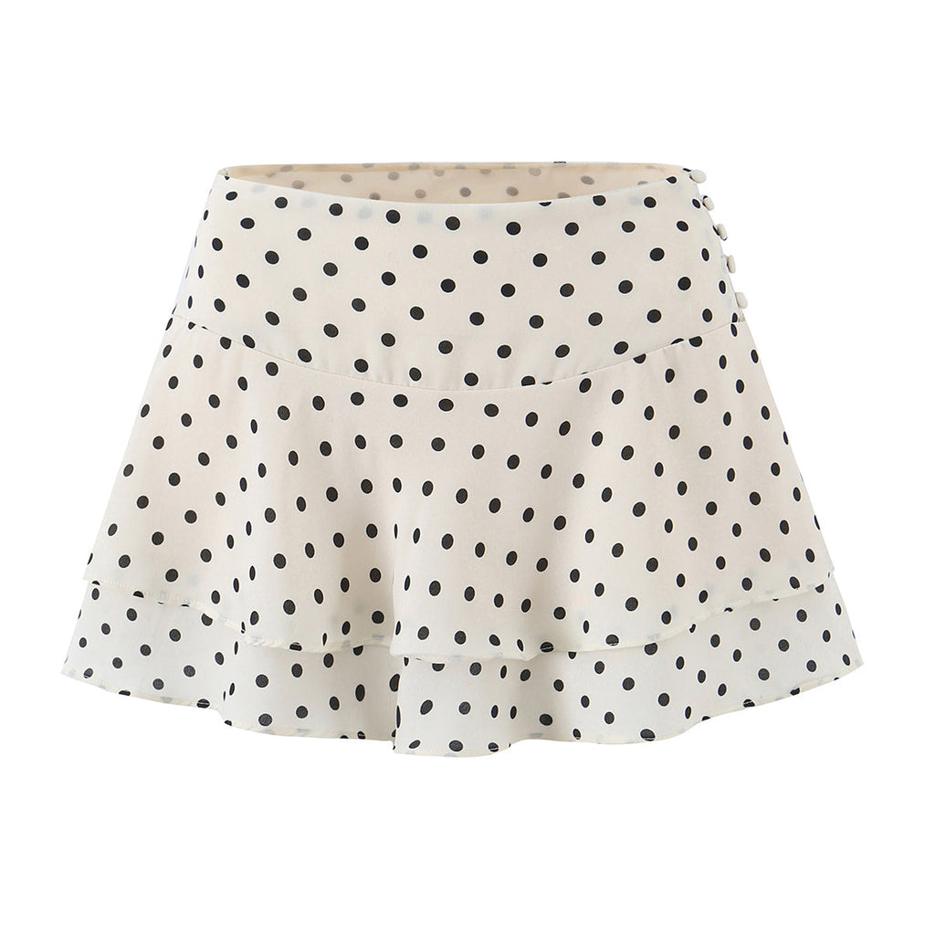 Sexy Polka Dot Brace Top Elegant Slim Fit Bandage Dress Lotus Leaf Skirt Sexy Two Piece Set for Women