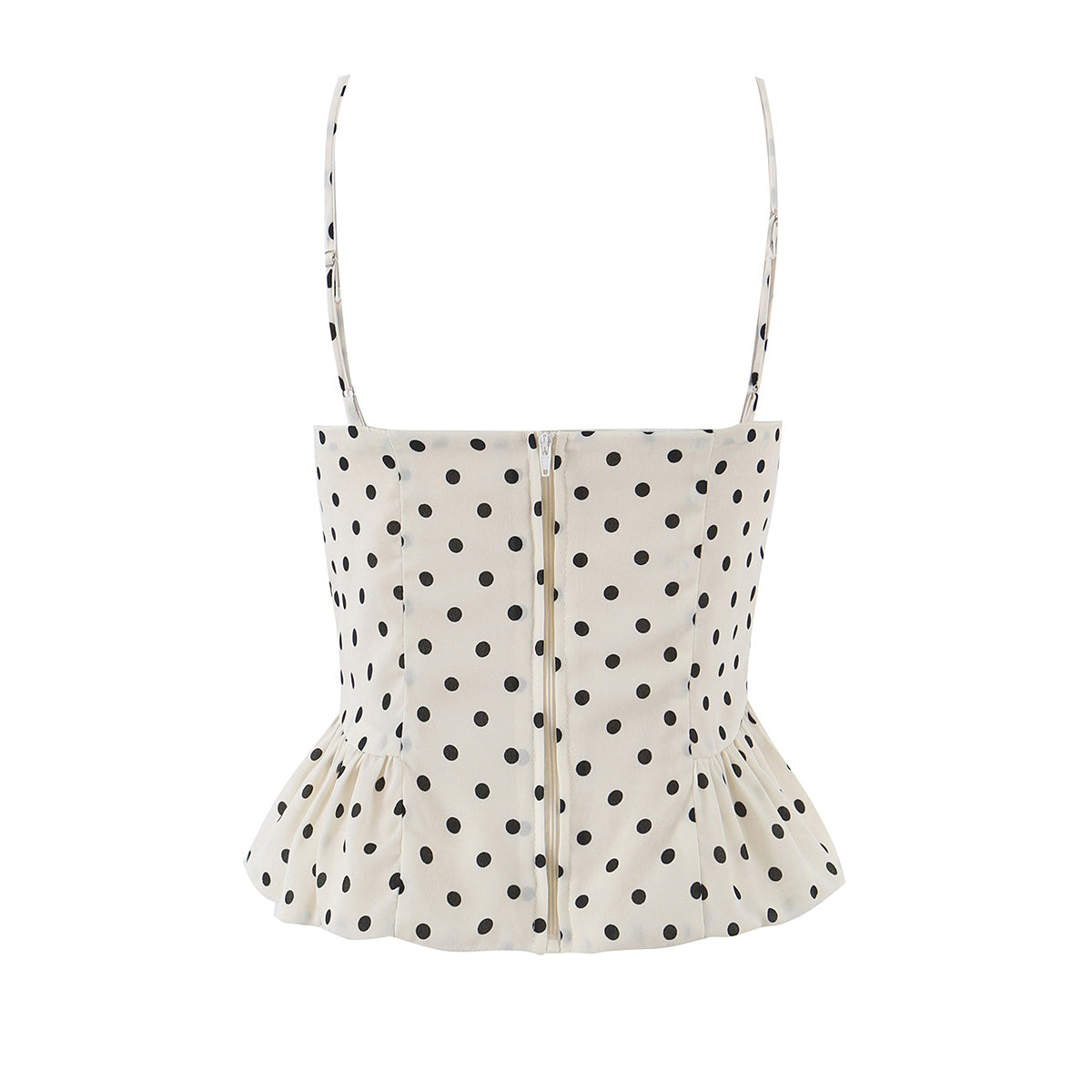Sexy Polka Dot Brace Top Elegant Slim Fit Bandage Dress Lotus Leaf Skirt Sexy Two Piece Set for Women