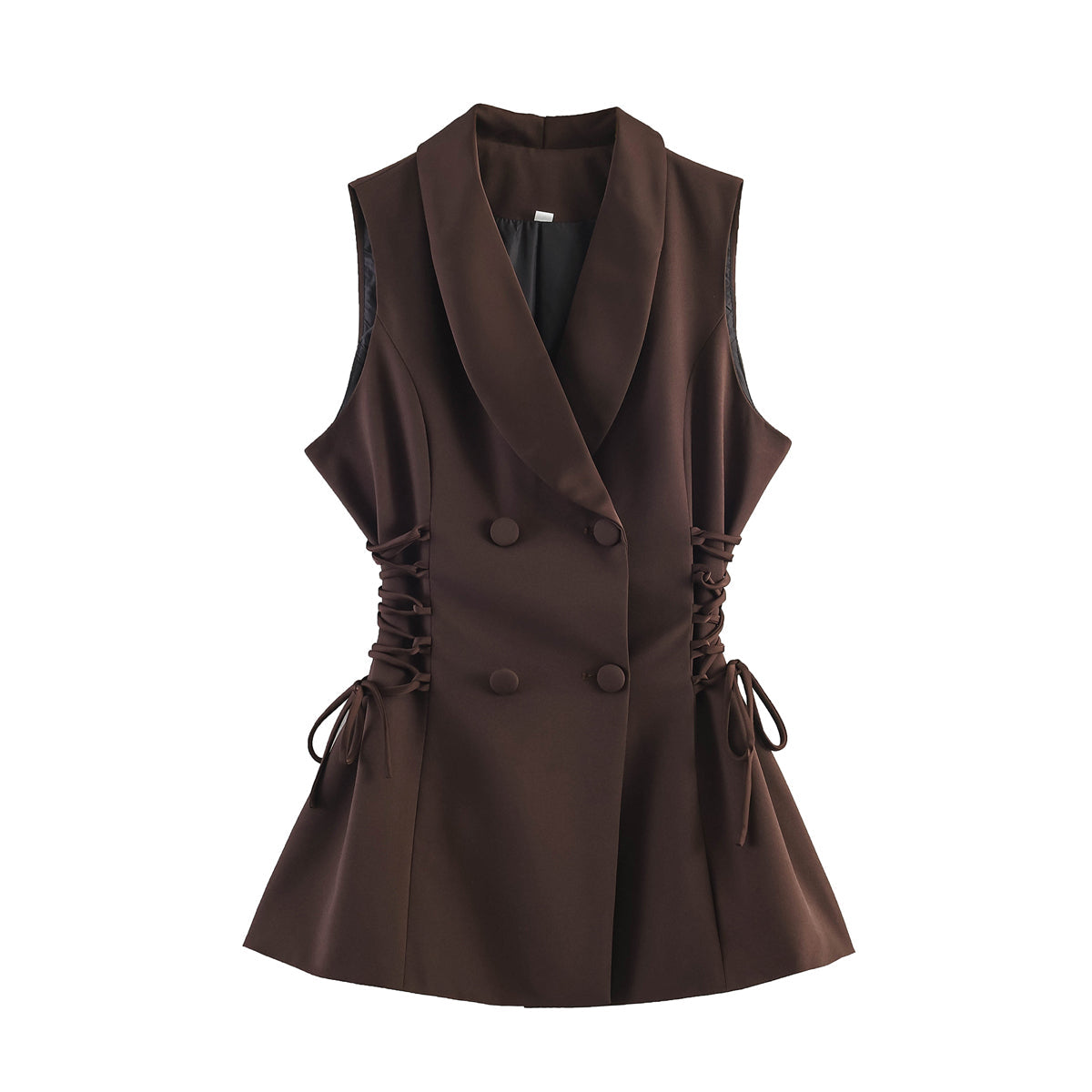 Women Clothing Summer Retro Bandage Waist Slimming Double Breasted Vest Jacket