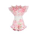 Women Court Style V Necked Frilled Hemline Diamond Buttoned Sleeveless Short Skirt Two Piece Sets