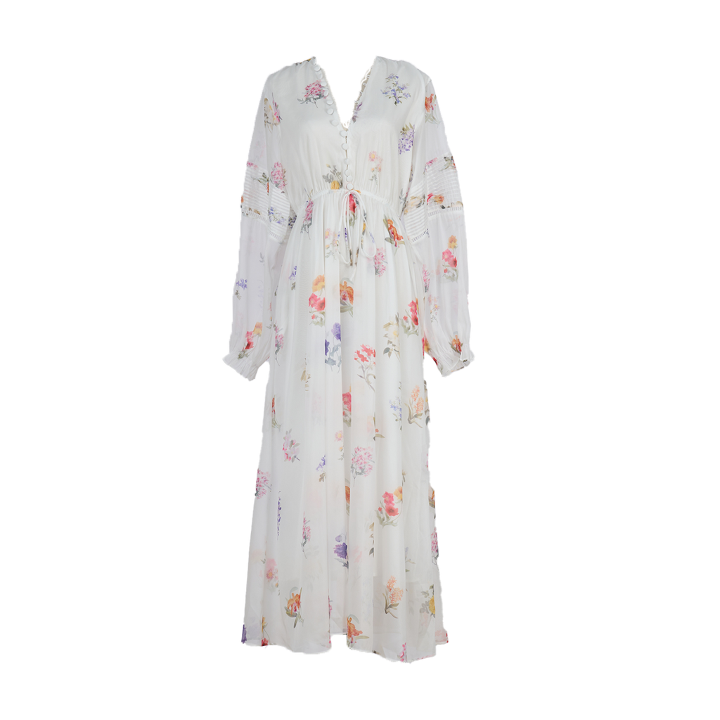 Women Country Style Long Sleeved Fitted Printed Dress That Flatters The Figure And Makes One Look Slimmer